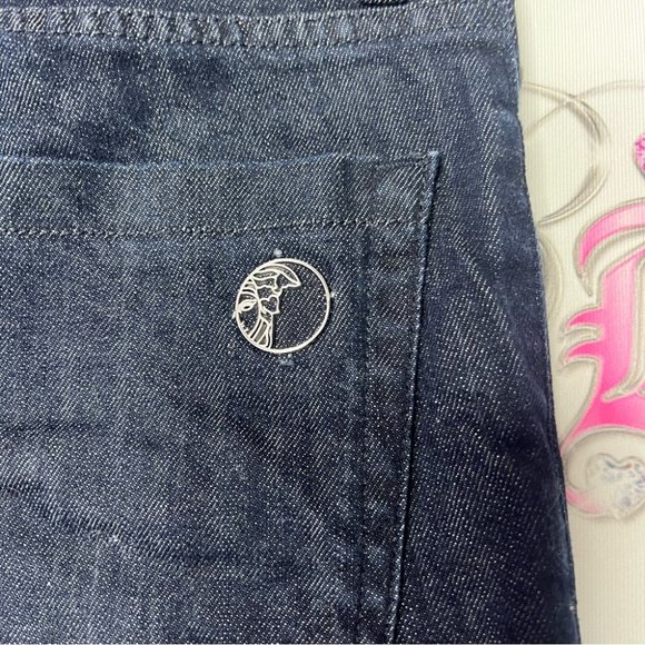 Versace jeans Medusa logo metal emblem buttons charm straight leg dark wash - Picture 8 of 16